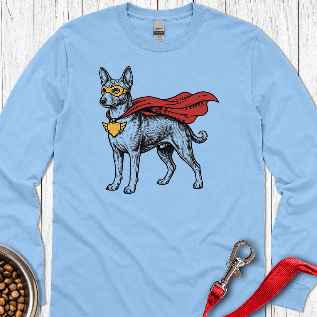 Basenji Superhero Long Sleeve — Carolina Blue