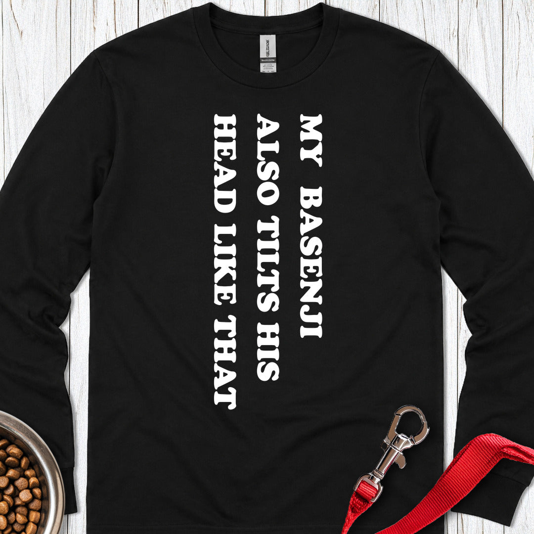 Basenji Tilts His Head Long Sleeve — Black