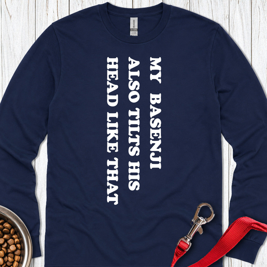 Basenji Tilts His Head Long Sleeve — Navy