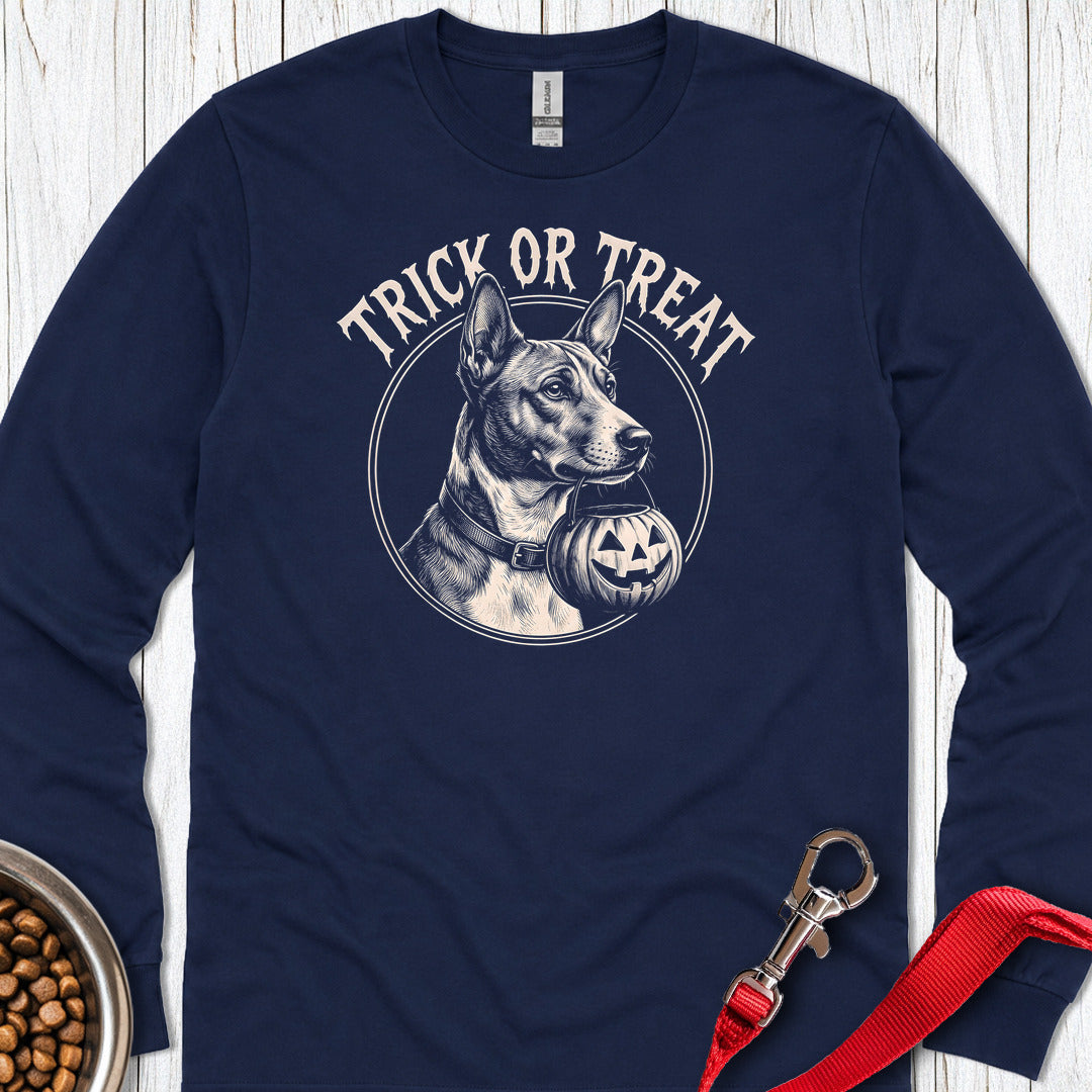 Basenji Trick Or Treat Long Sleeve — Navy