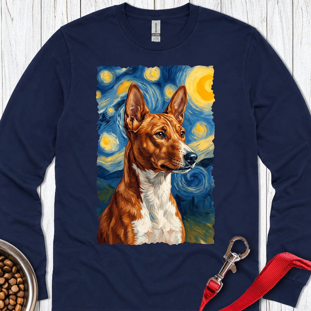 Basenji Van Gogh Long Sleeve — Navy