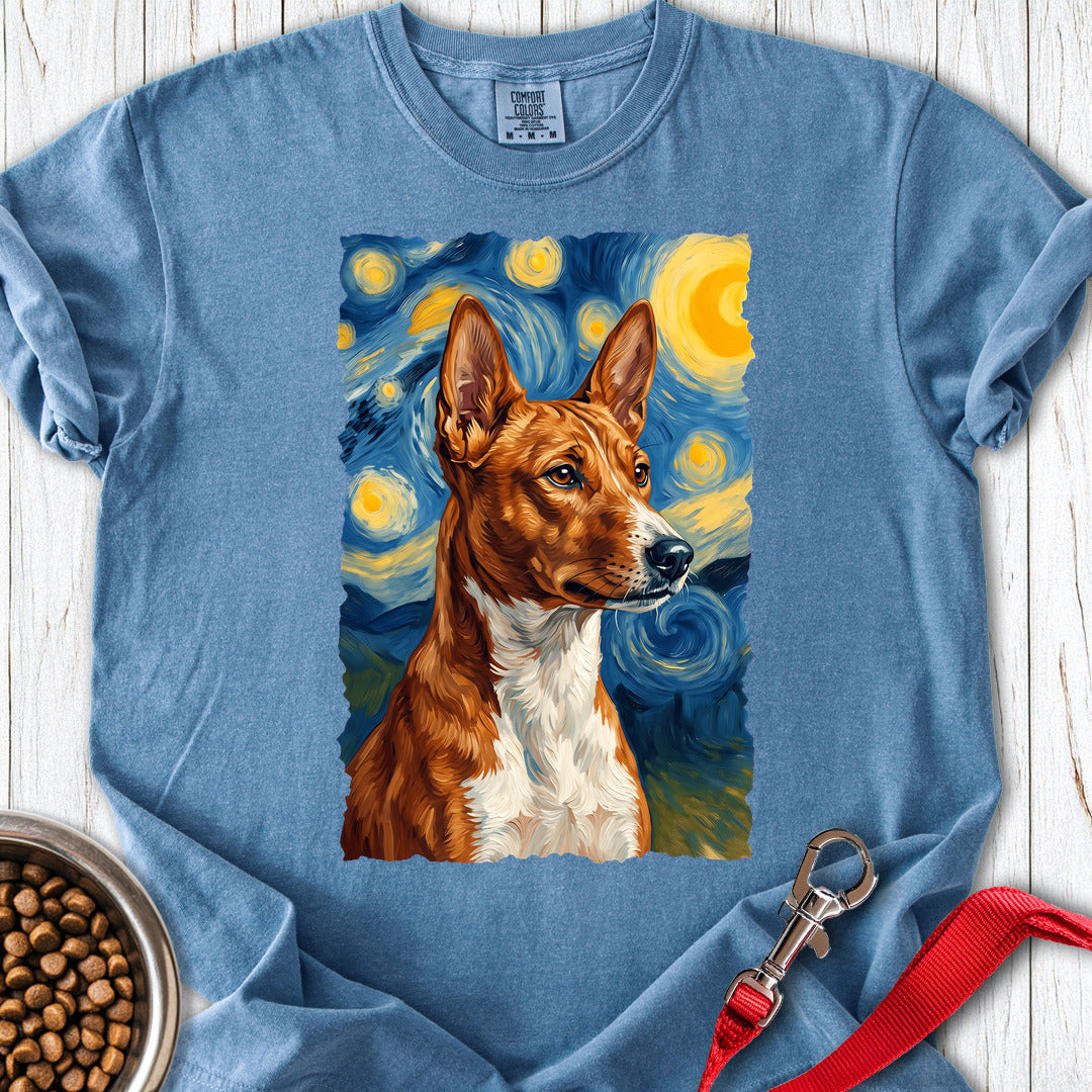 Basenji Van Gogh Premium Tee — Blue Jean