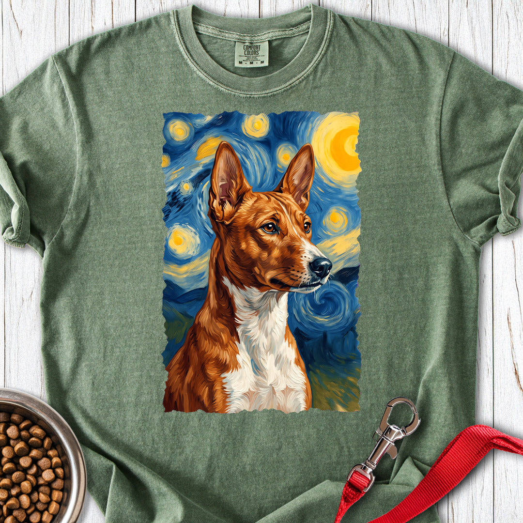 Basenji Van Gogh Premium Tee — Moss
