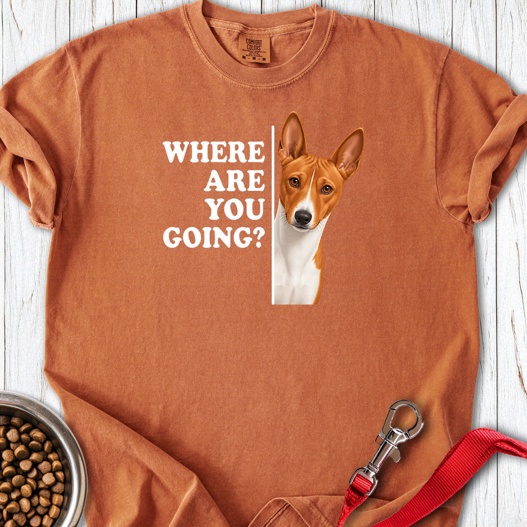 Basenji Where Are You Going Premium Tee — Yam