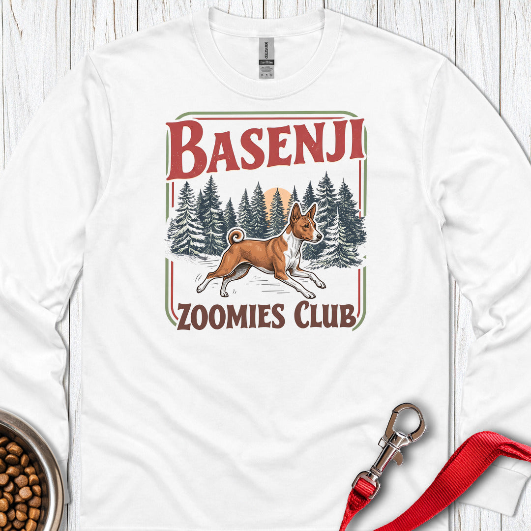Basenji Zoomies Club Long Sleeve — White