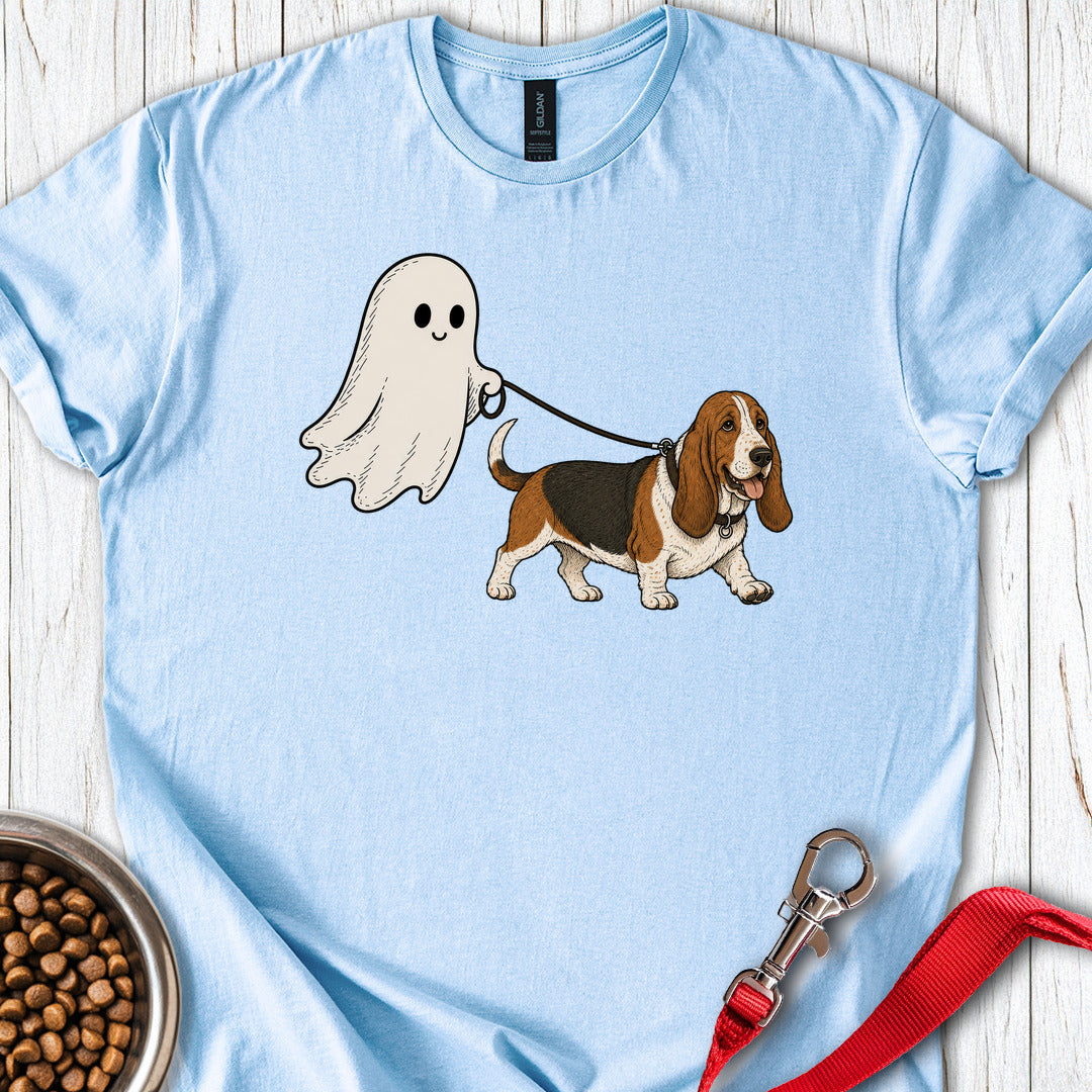 Basset Hound Ghost Halloween Light Blue