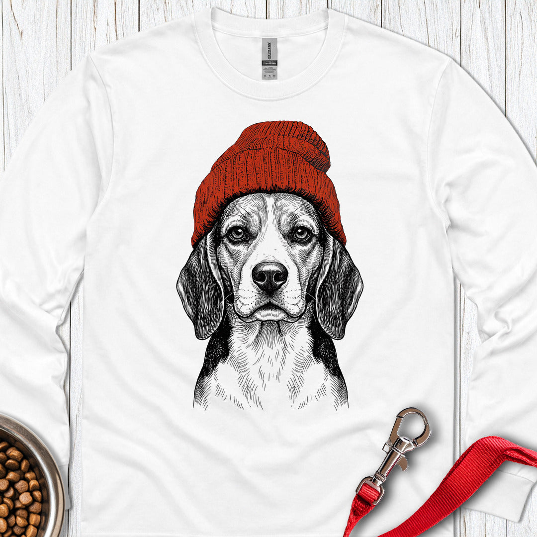 Beagle Beanie Long Sleeve — White