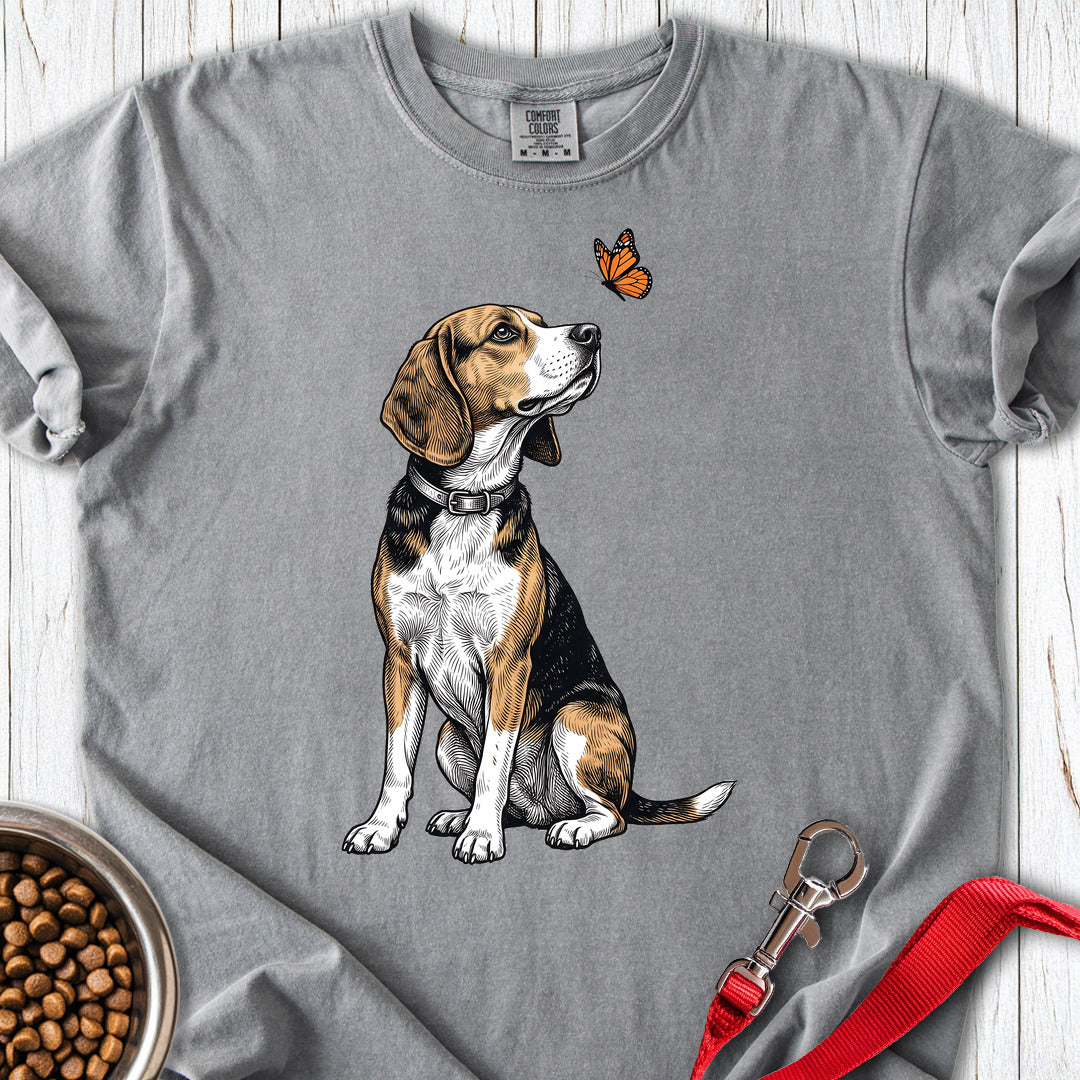 Beagle Butterfly Premium Tee — Grey