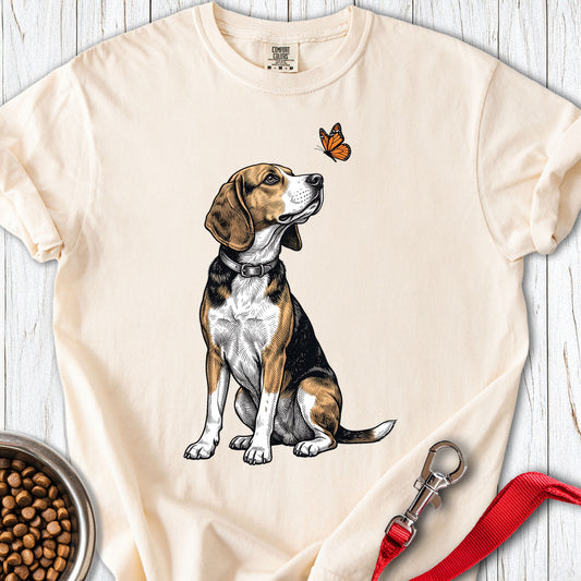 Beagle Butterfly Premium Tee Ivory