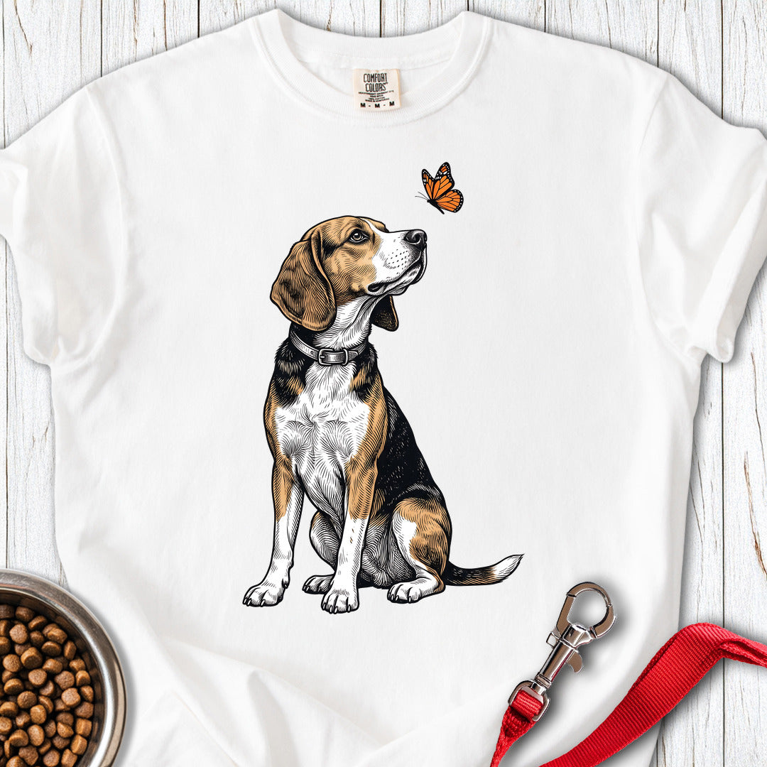 Beagle Butterfly Premium Tee — White