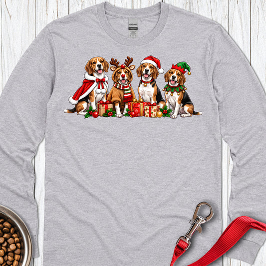 Beagle Christmas Group Long Sleeve — Sport Grey