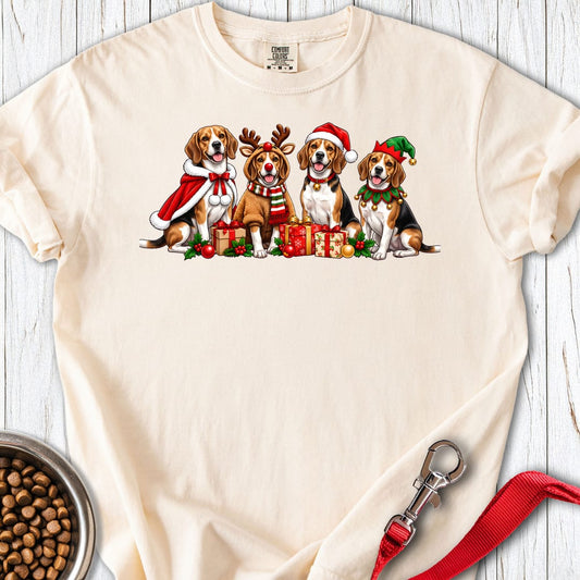 Beagle Christmas Group Premium Tee Ivory