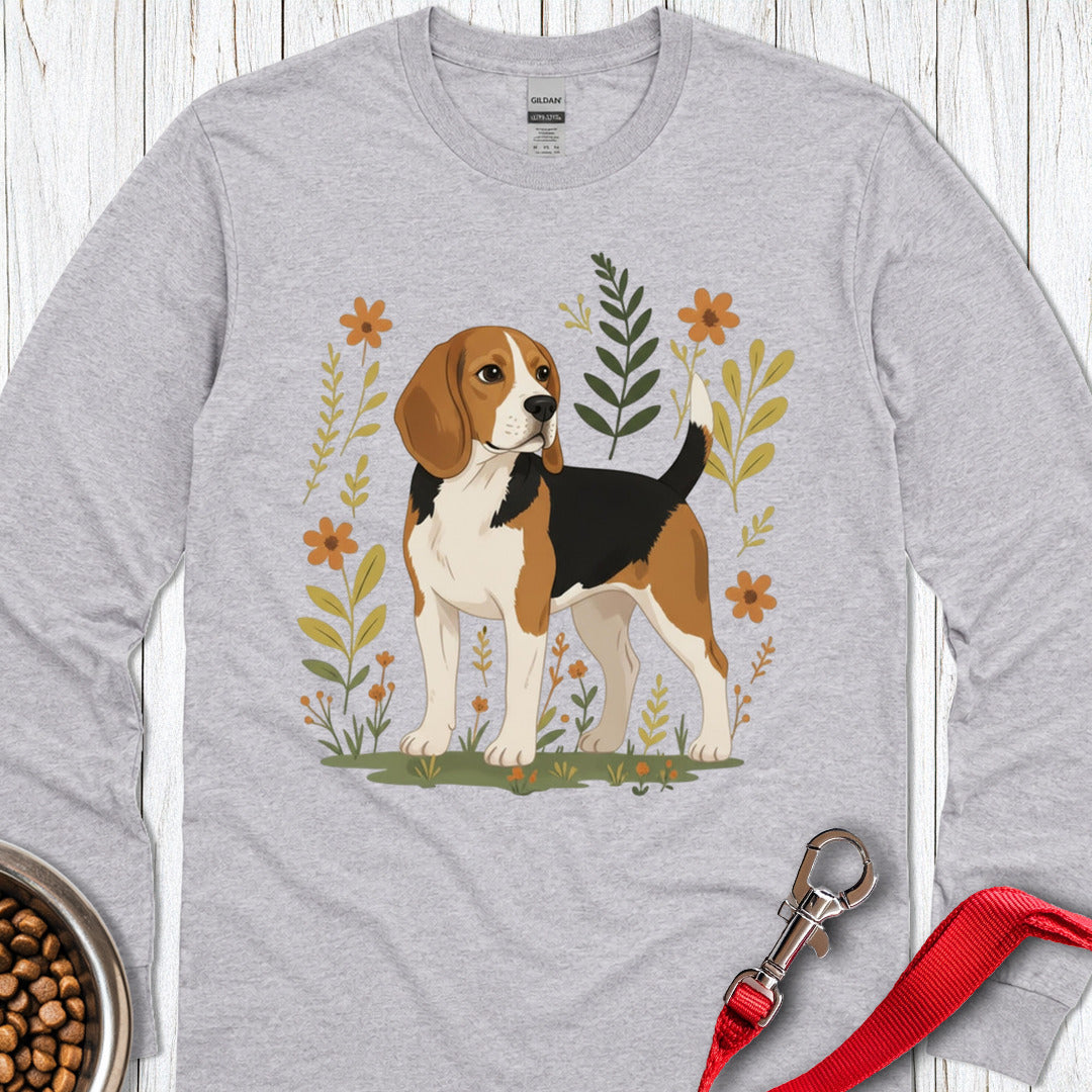 Beagle Flowers Long Sleeve — Sport Grey