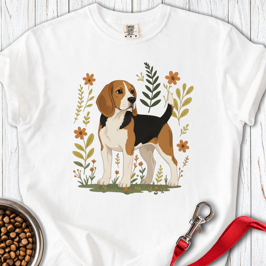Beagle Flowers Premium Tee White