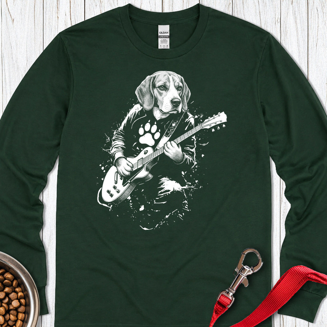 Beagle Guitar Long Sleeve — Forest Green