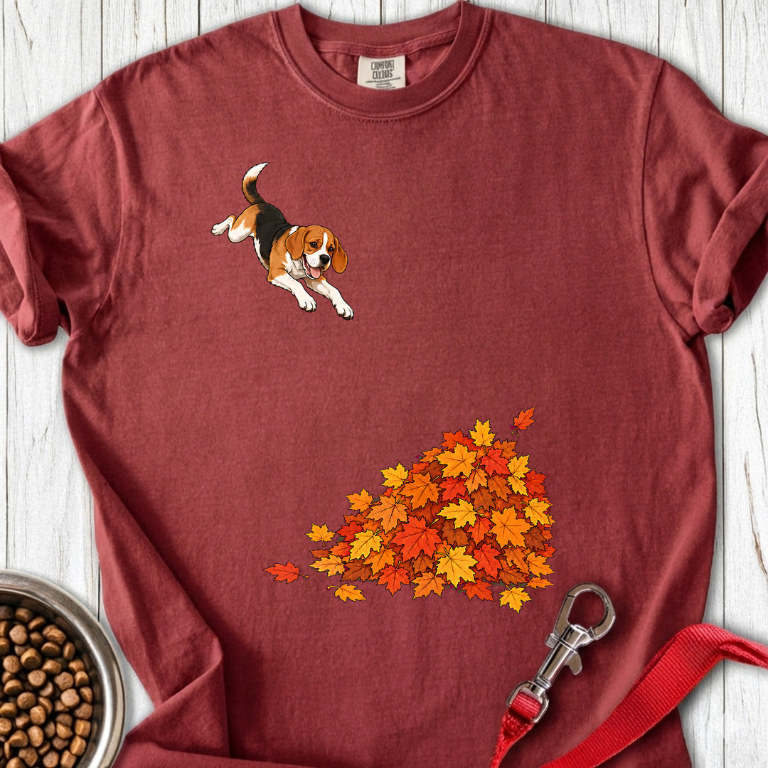 Beagle Leaf Pile Premium Tee — Brick