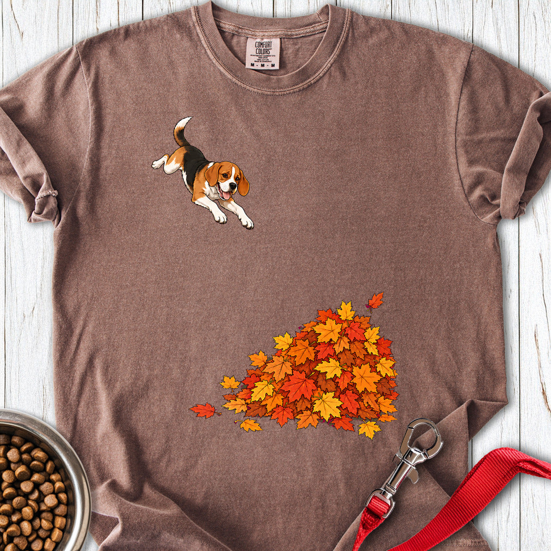 Beagle Leaf Pile Premium Tee — Espresso