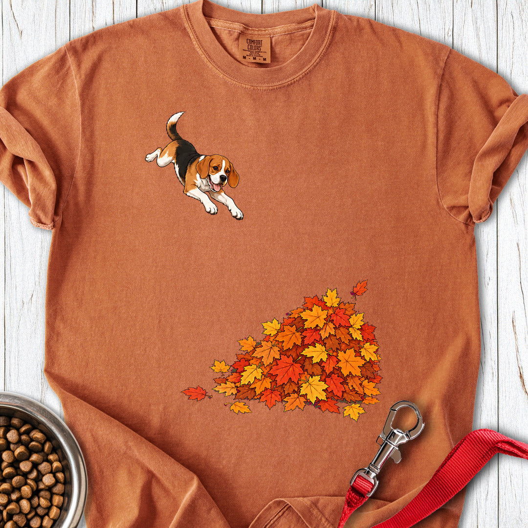 Beagle Leaf Pile Premium Tee — Yam