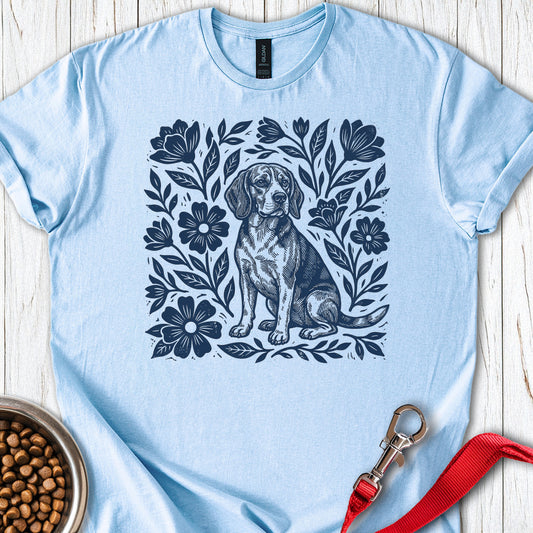 Beagle Linocut — Light Blue
