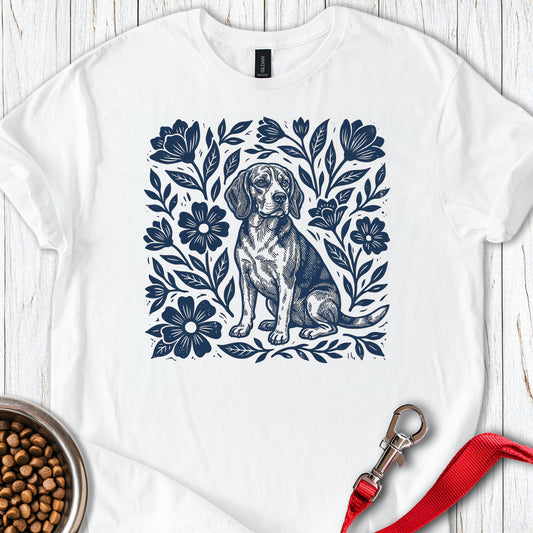 Beagle Linocut — White