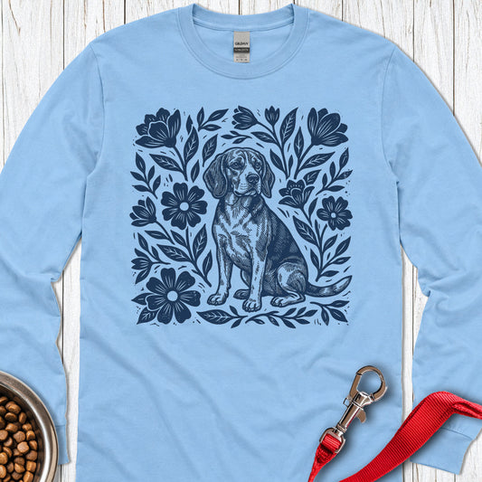 Beagle Linocut Long Sleeve — Carolina Blue