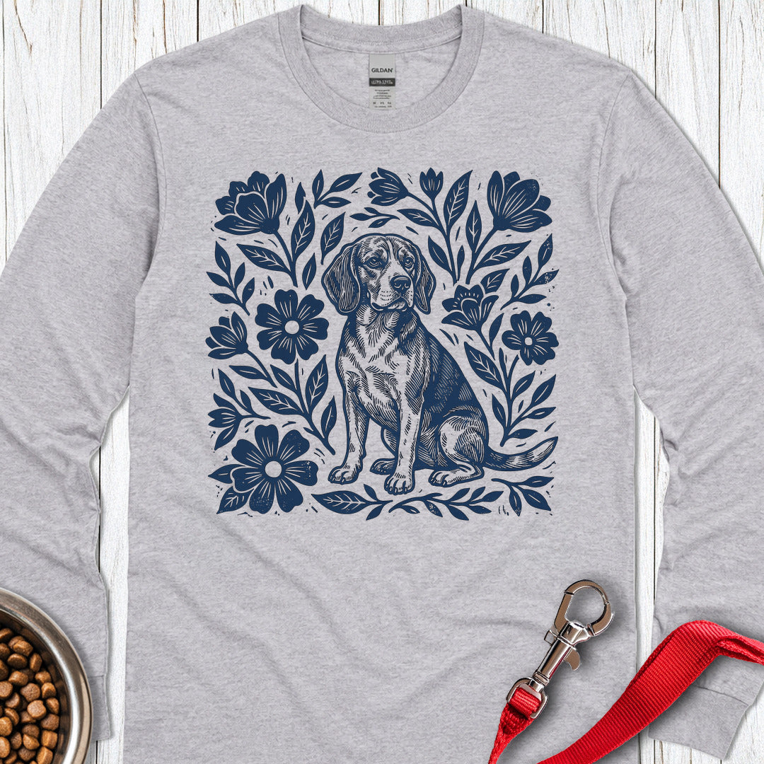 Beagle Linocut Long Sleeve — Sport Grey