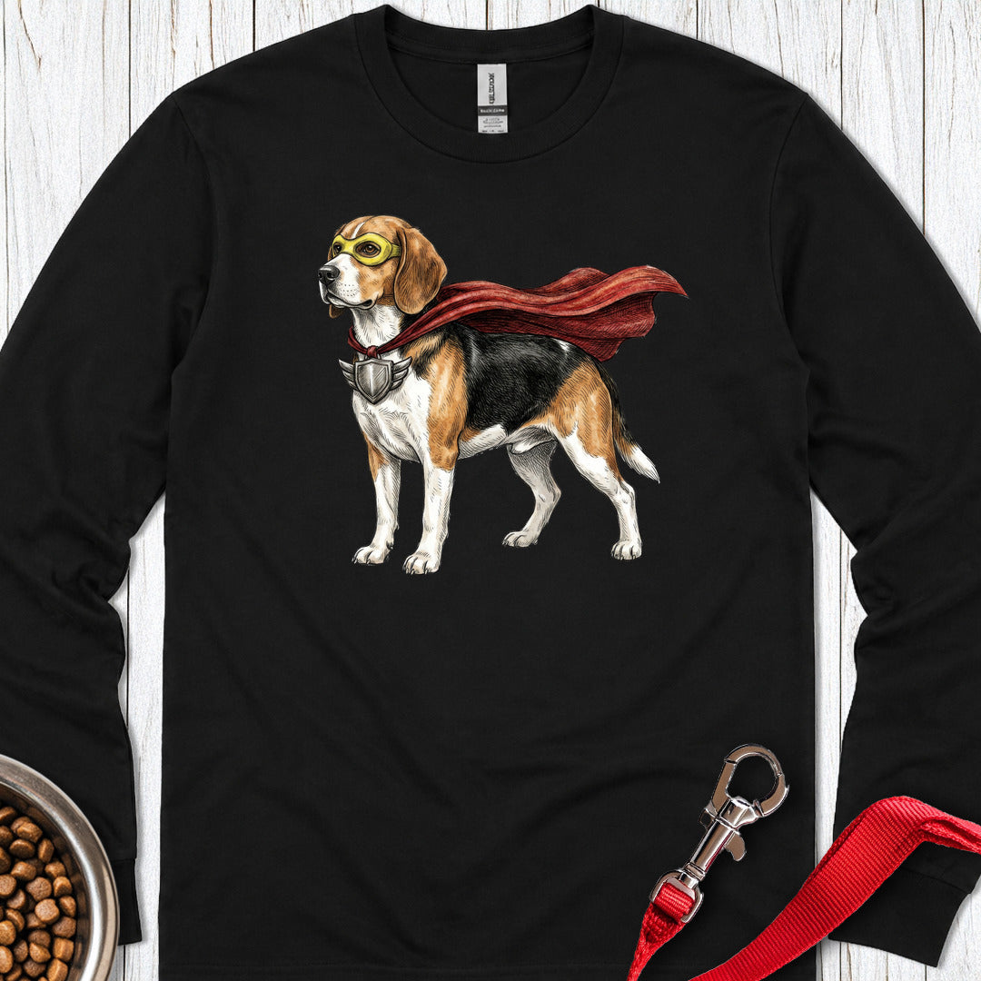 Beagle Superhero Long Sleeve — Black