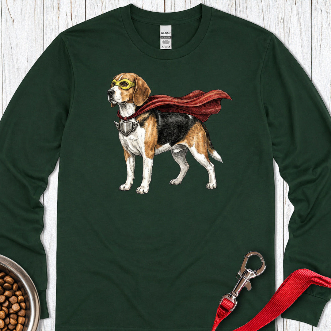 Beagle Superhero Long Sleeve — Forest Green