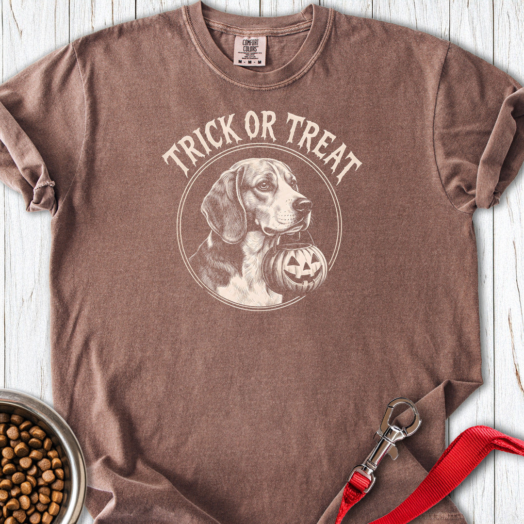 Beagle Trick Or Treat Premium Tee — Espresso