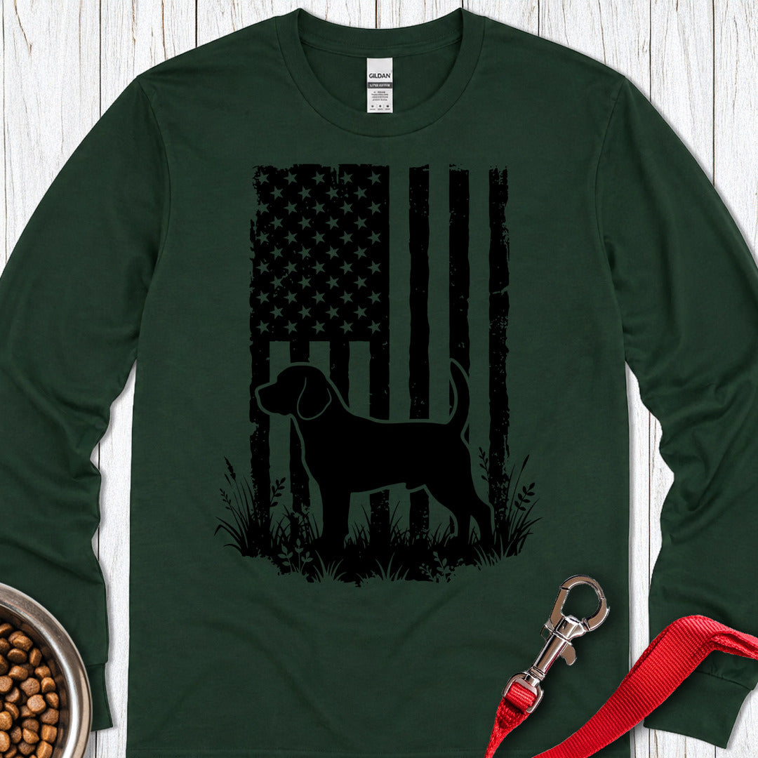 Beagle USA Flag Long Sleeve — Forest Green