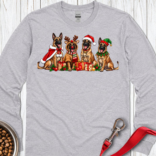 Belgian Malinois Christmas Group Long Sleeve — Sport Grey