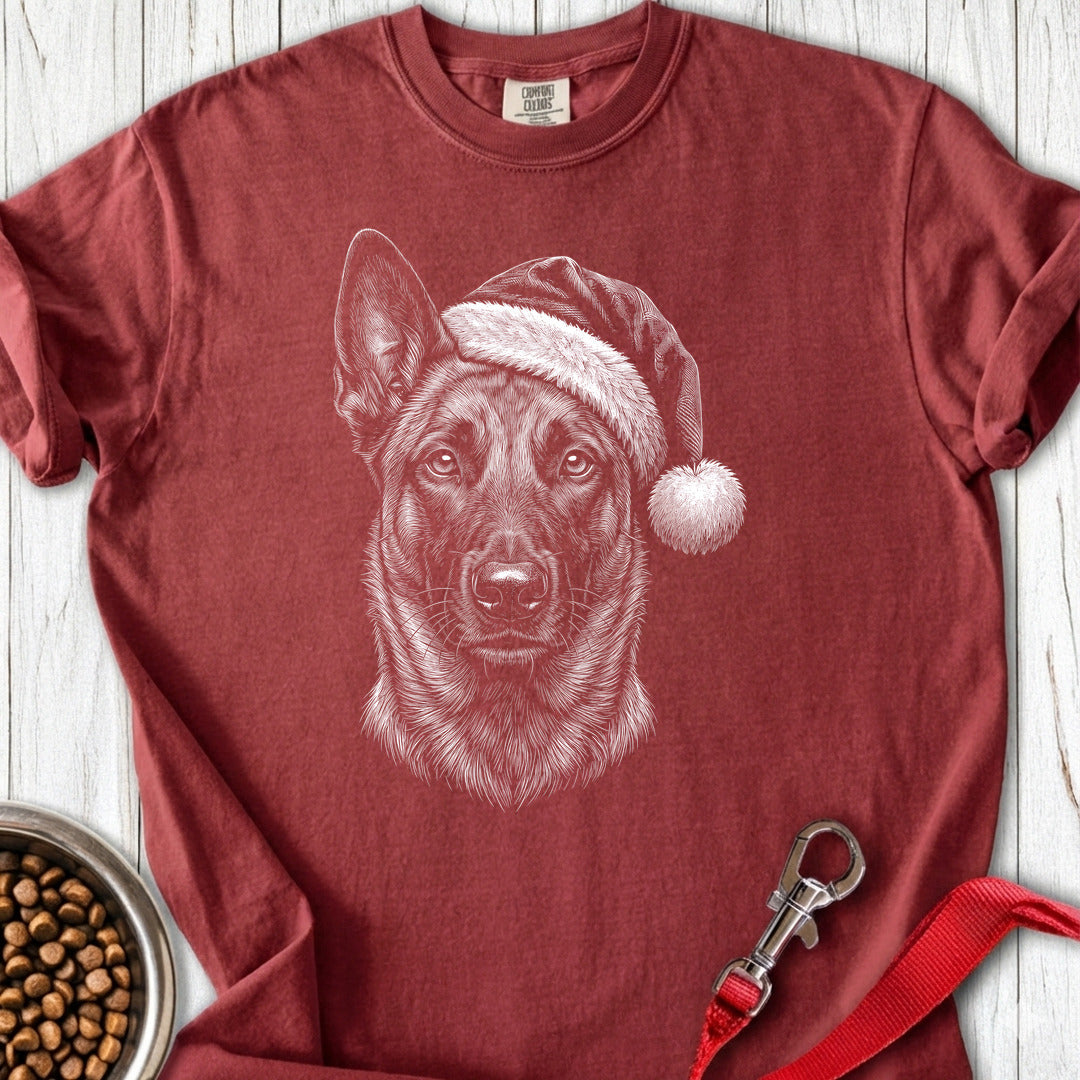 Belgian Malinois Christmas Santa Hat Premium Tee Brick