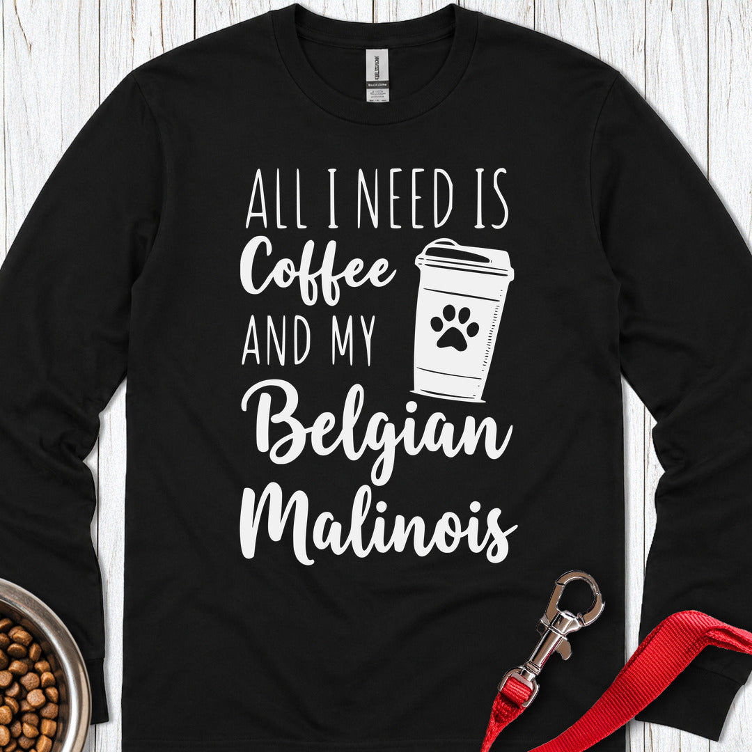 Belgian Malinois & Coffee Long Sleeve — Black