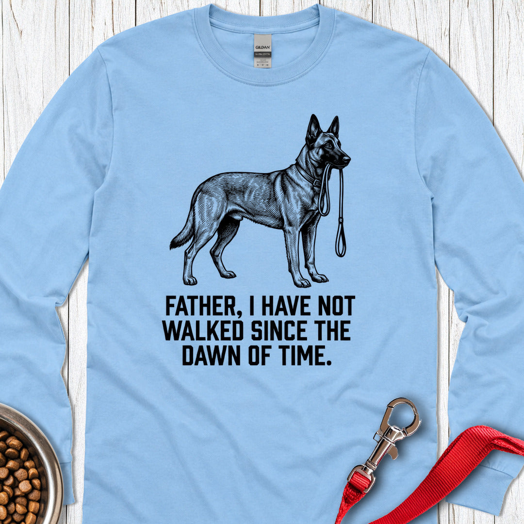 Belgian Malinois Father Walking Long Sleeve — Carolina Blue