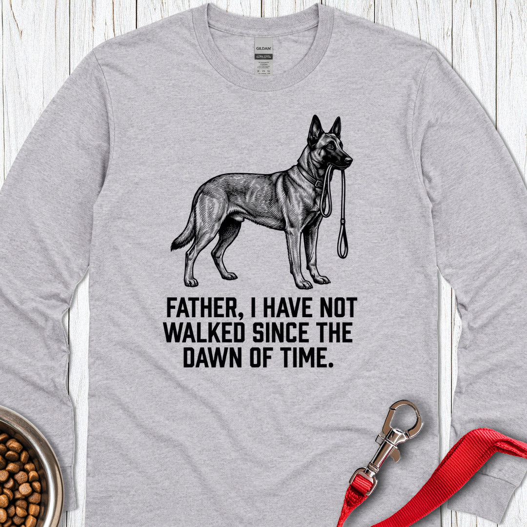 Belgian Malinois Father Walking Long Sleeve — Sport Grey