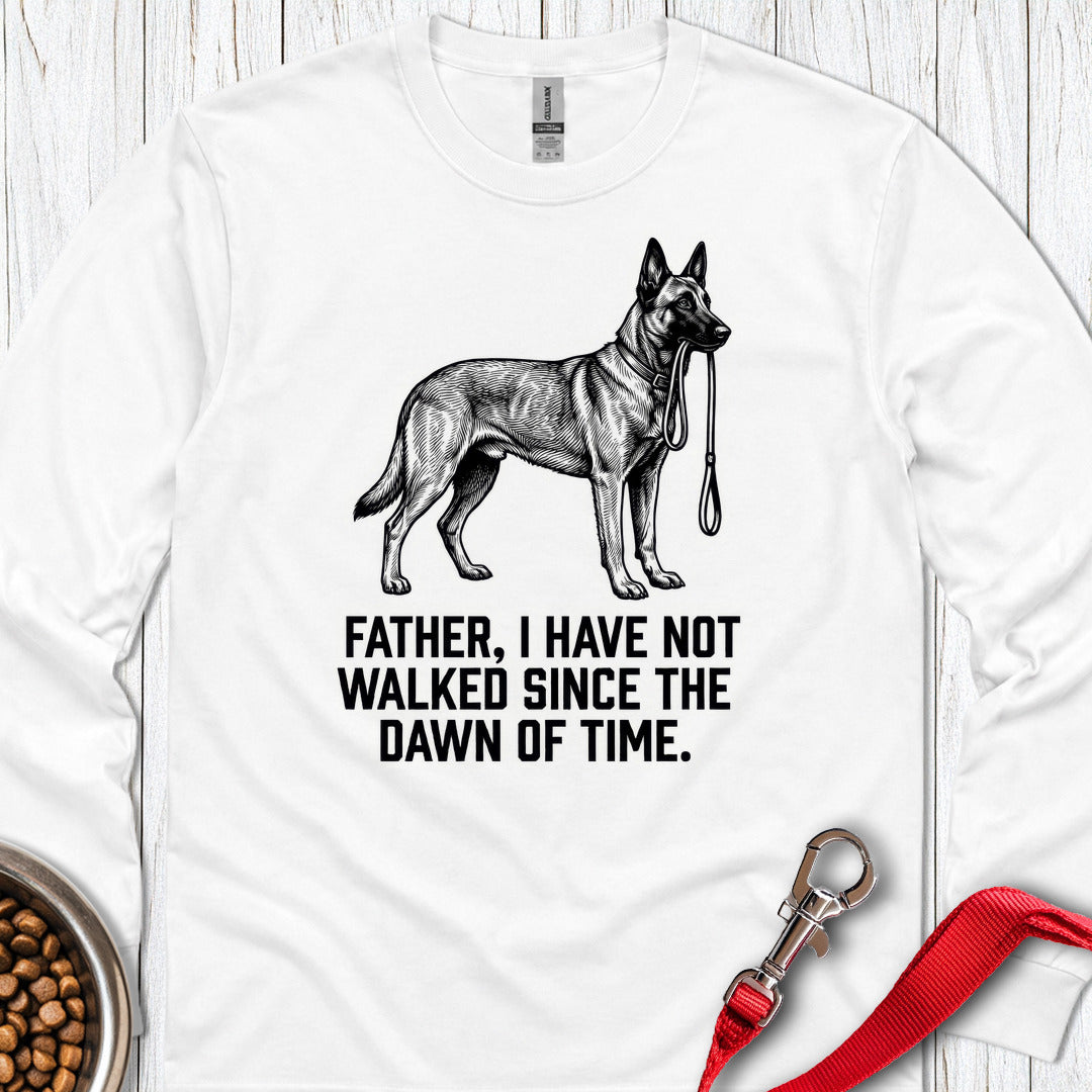 Belgian Malinois Father Walking Long Sleeve — White