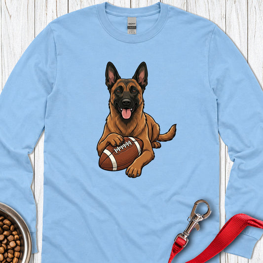 Belgian Malinois Football Long Sleeve — Carolina Blue