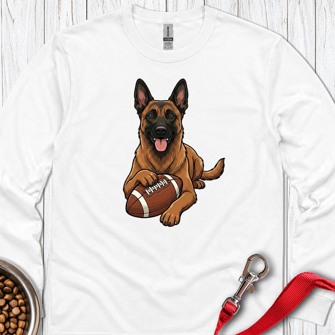 Belgian Malinois Football Long Sleeve — White