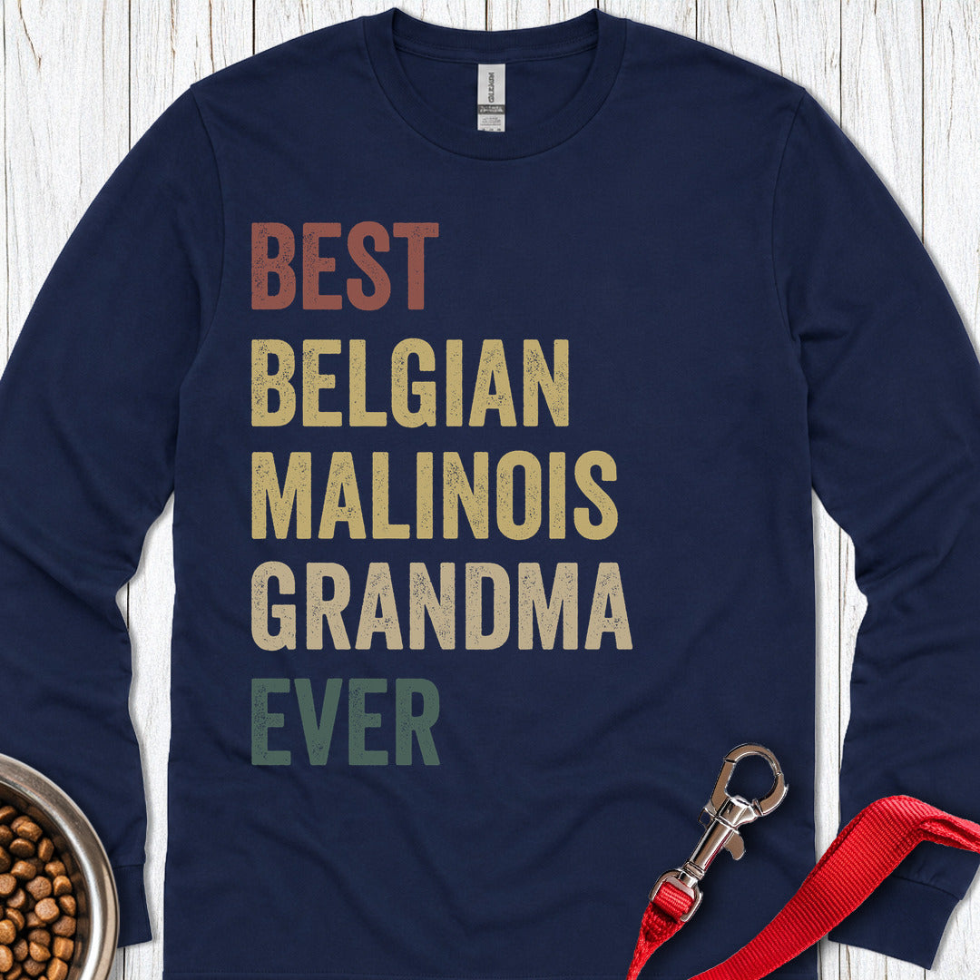 Belgian Malinois Grandma Long Sleeve — Navy