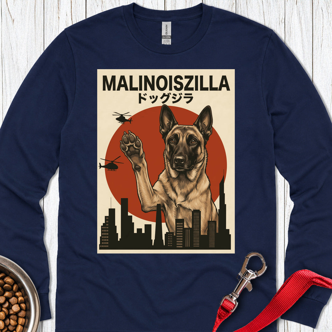 Belgian Malinois Malinoiszilla Long Sleeve — Navy