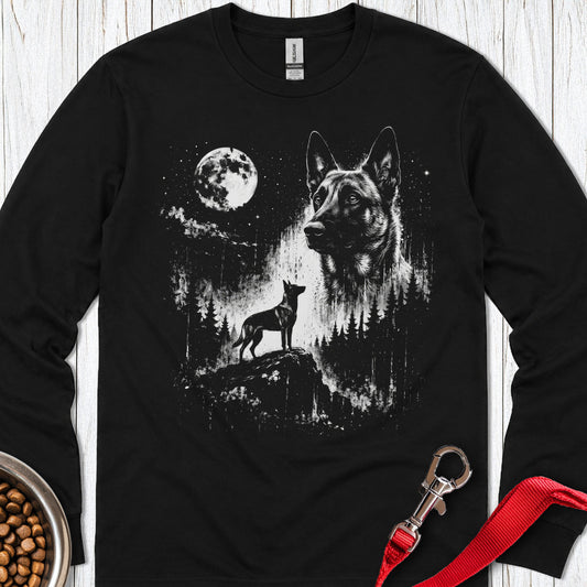 Belgian Malinois Moon Long Sleeve — Black