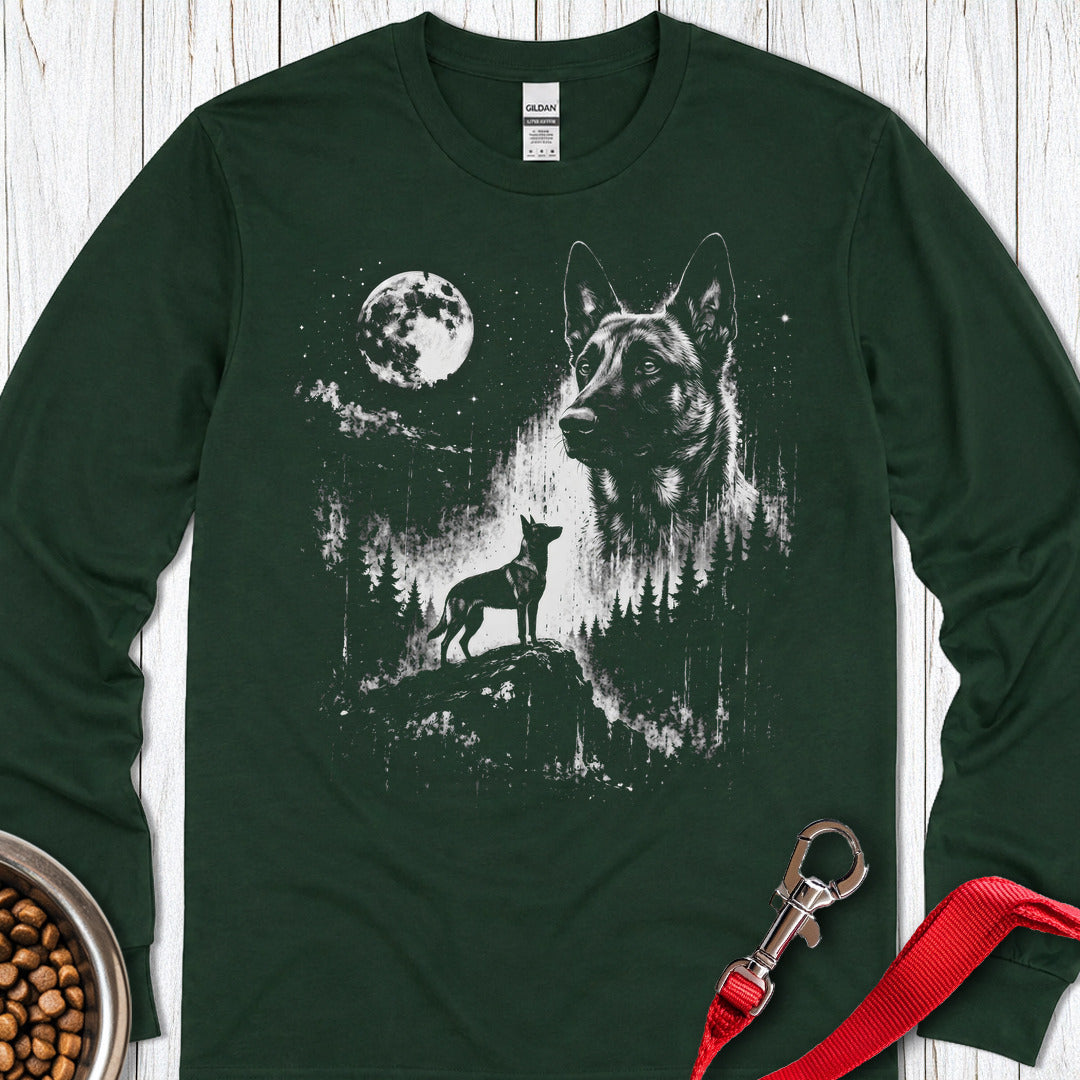 Belgian Malinois Moon Long Sleeve — Forest Green