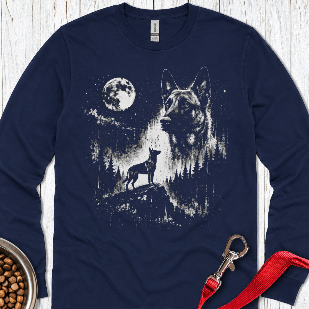 Belgian Malinois Moon Long Sleeve — Navy