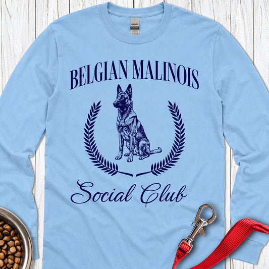 Belgian Malinois Social Club Long Sleeve — Carolina Blue