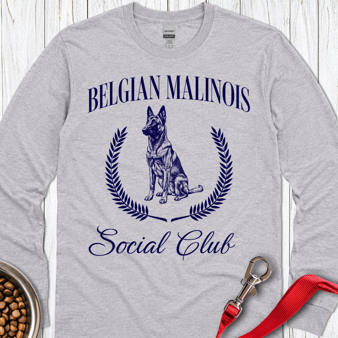 Belgian Malinois Social Club Long Sleeve — Sport Grey