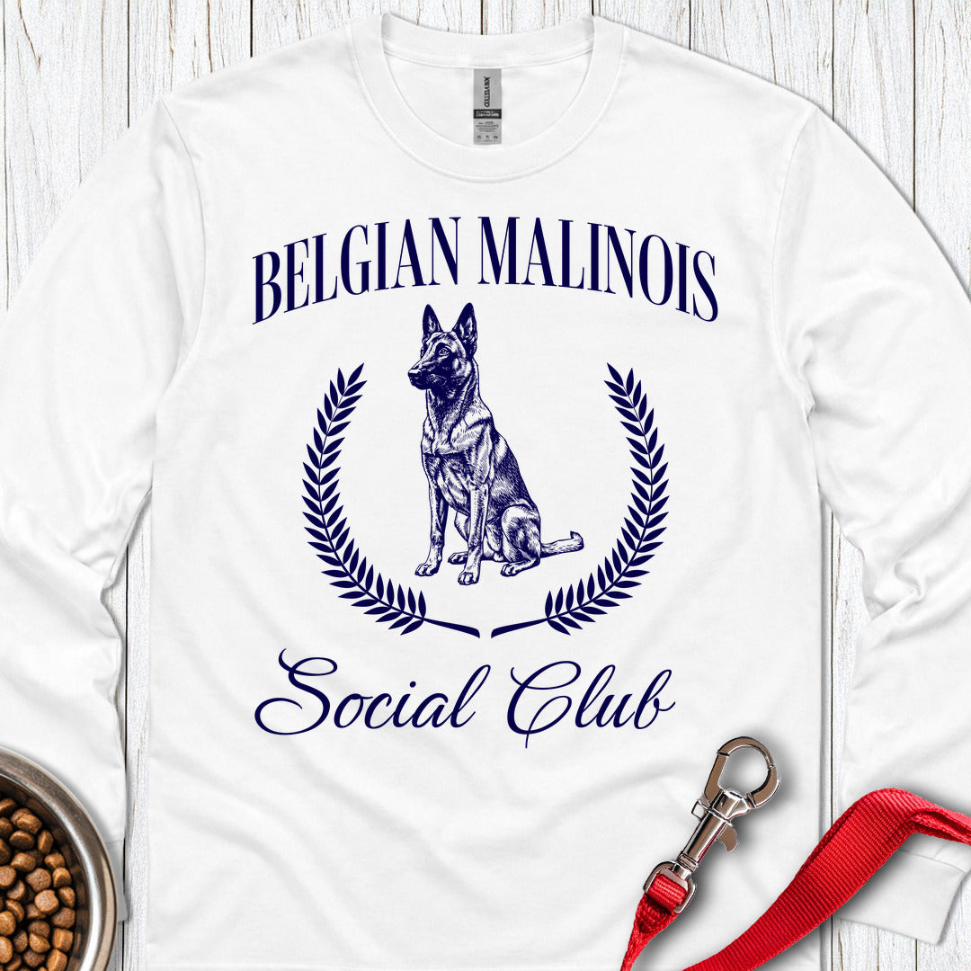 Belgian Malinois Social Club Long Sleeve — White