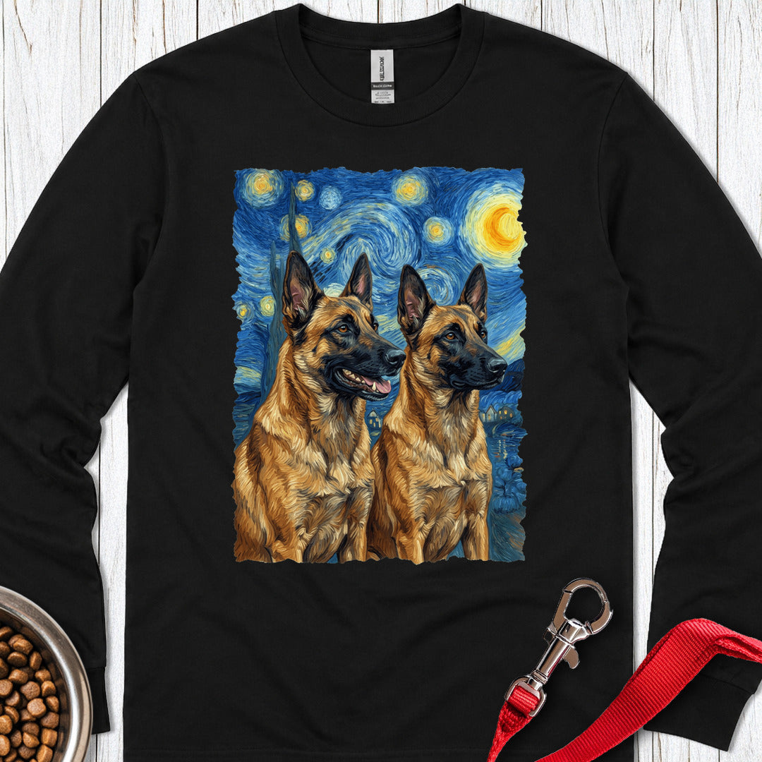Belgian Malinois Van Gogh Long Sleeve — Black