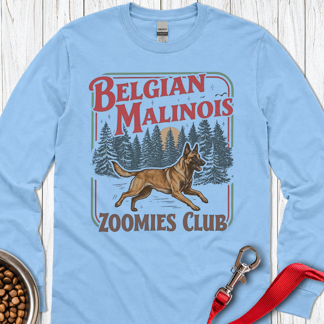 Belgian Malinois Zoomies Club Long Sleeve — Carolina Blue