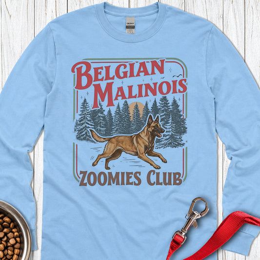 Belgian Malinois Zoomies Club Long Sleeve — Carolina Blue