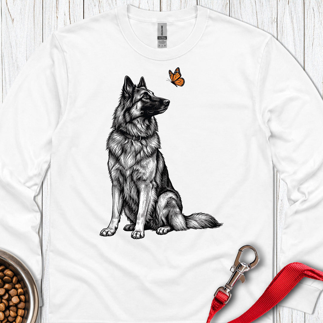 Belgian Tervuren Butterfly Long Sleeve — White